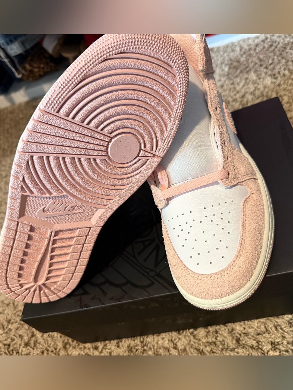 Nike Women’s Low-Top Sneakers in Blush Pink and White